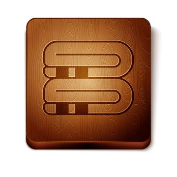 Brown Towel stack icon isolated on white background. Wooden square button Illustrazione stock