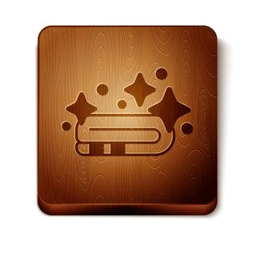 Brown Towel stack icon isolated on white background. Wooden square button Stock Illustration