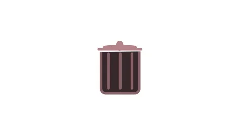 Brown trash can icon on a animation white background garbage waste Stock Footage 321738342