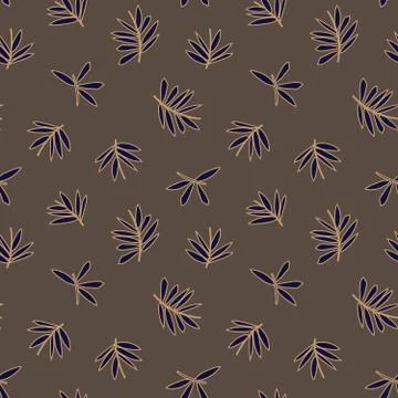 Brown Tropical Botanical Leaf Seamless Pattern Background Stock Illustration