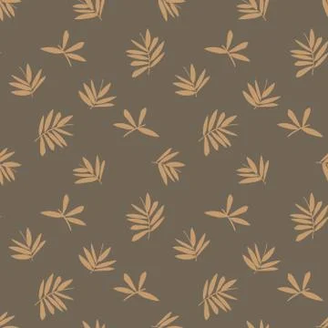 Brown Tropical Botanical Leaf Seamless Pattern Background 스톡 일러스트