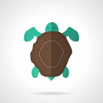 Brown turtle flat vector icon Stock Illustration