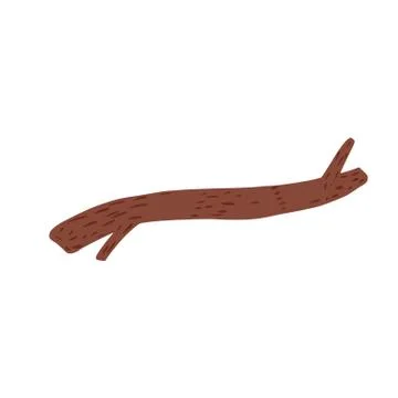 Brown twig isolated on white background. Abstract graphic element hand drawn  Stock Illustration