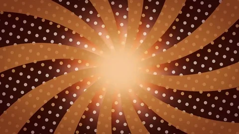 Brown Twisted Sunburst rotating over chocolate background and white Dots Pattern Stock Footage 73182374