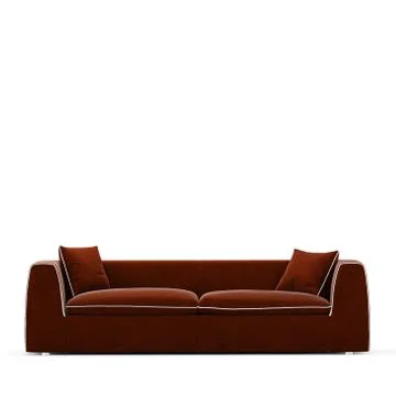 Brown two seater sofa with pillows on a white background 3d rendering Stock Illustration