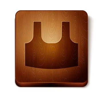 Brown Undershirt icon isolated on white background. Wooden square button. Vector Illustrazione stock