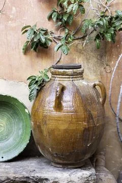 Brown vase with lid Stock Photos
