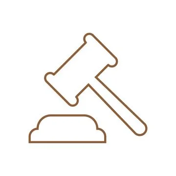 Brown vector auction line icon isolated on white background Stock Illustration