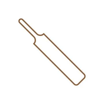 Brown vector cricket bat line icon isolated on white background Stock Illustration