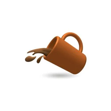Brown vector cup and some drink pouring out of it Stock Illustration