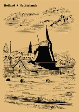 Brown vector hand drawing Holland , part5 Stock Illustration