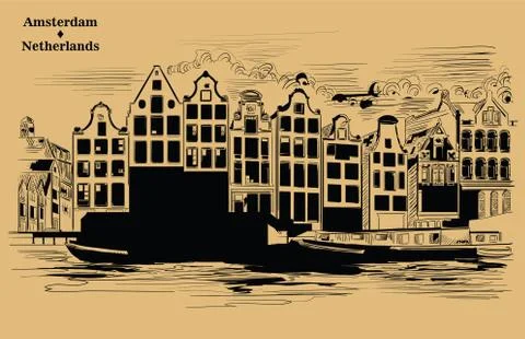 Brown vector hand drawing Holland, part 7 Stock Illustration