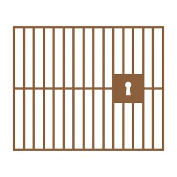 Brown vector jail or prison icon isolated on white background Stock Illustration