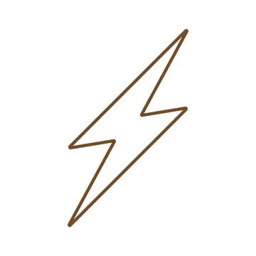 Brown vector lightning electric line icon isolated on white background Stock Illustration