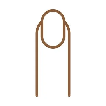 Brown vector long finger nail line icon isolated on white background Stock Illustration