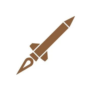 Brown vector missile icon isolated on white background Stock Illustration