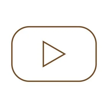 Brown vector play button line icon isoated on white background Stock Illustration