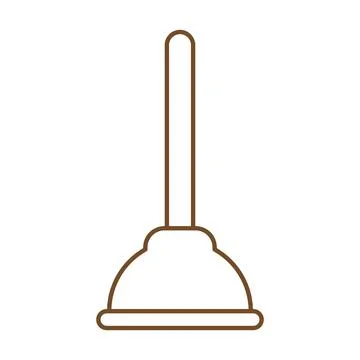 Brown vector plunger line icon isolated on white background Stock Illustration