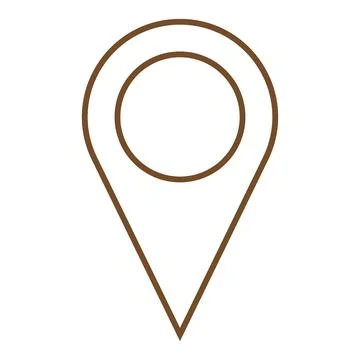 Brown vector point of location line icon isolated on white background Stock Illustration