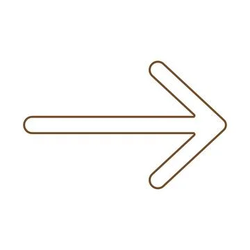 Brown vector right arrow line icon isolated on white background Stock Illustration