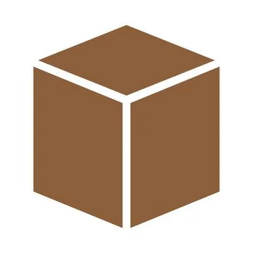 Brown vector three dimensional or 3d cube icon isolated on white background Illustrazione stock