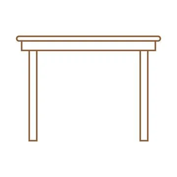 Brown vector wooden table line icon isolated on white background Stock Illustration