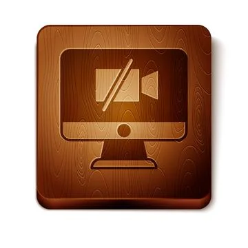 Brown Video camera Off on computer icon isolated on white background. No vide Stock Illustration