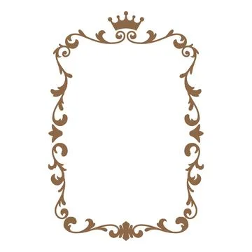 Brown vintage ornate frame, vector fancy decorative element, royal rectangle Stock Illustration