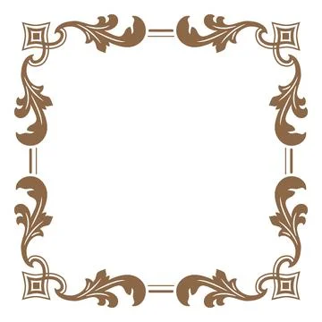 Brown vintage ornate frame, vector fancy decorative element, square ornament Stock Illustration