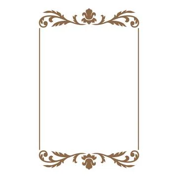 Brown vintage ornate frame, vector fancy decorative element, rectangle ornament Stock Illustration