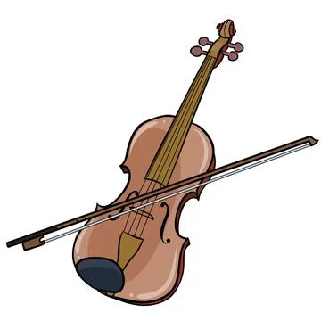 Brown violin with bow Stock Illustration