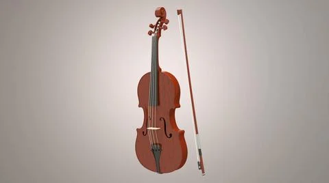 Brown violin isolated on a gray background Illustrazione stock
