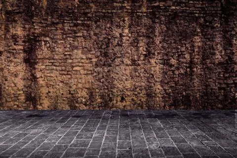 Brown wall with gray ground 写真素材