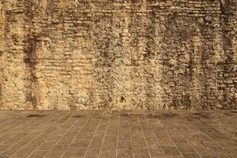 Brown wall with gray ground 스톡 사진