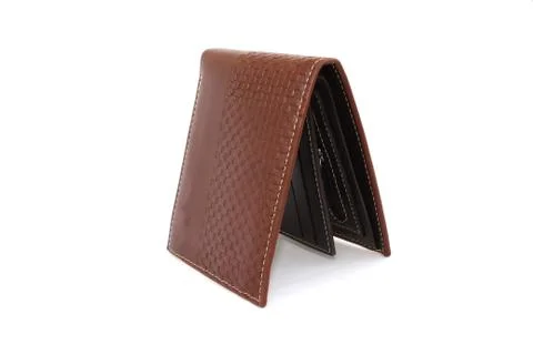 Brown wallet on isolated Foto stock
