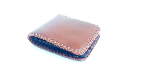 Brown wallet on isolated Foto stock