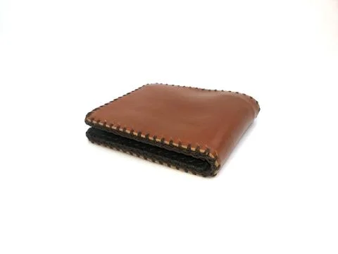 Brown Wallet leather on isolated Stock Photos