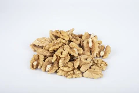 Brown walnuts isolated on white background top view Stock Photos