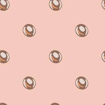 Brown water bubbles seamless pattern. Doodle aqua print on light pink backgro Stock Illustration