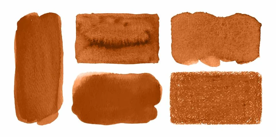 Brown watercolor vector graphic elements set. Brush strokes collection 스톡 일러스트