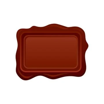 Brown wax seal in form of rectangle. Old mailing stamp. Vector element for Stockillustratie