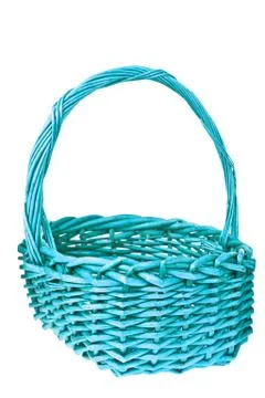 Brown wicker basket isolated Stock Photos