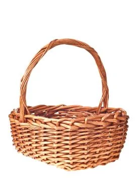 Brown wicker basket isolated Foto stock