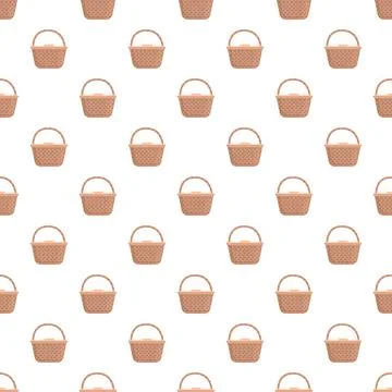 Brown wicker basket seamless pattern background Illustration