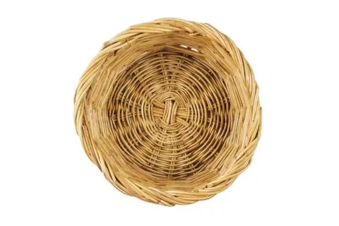 Brown wicker basket top view isolated with clipping path Stock Photos