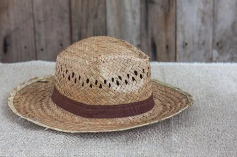 Brown wicker hat Stock Photos