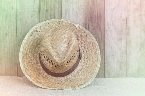 Brown wicker hat Stock Photos