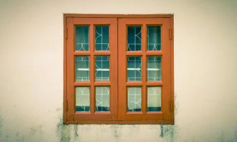 Brown Windows Frame on Grunge Background Vintage Style Photos