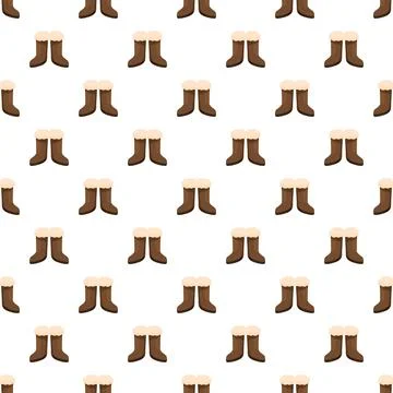 Brown winter boots fur lining seamless pattern Stock Illustration