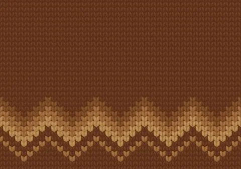 Brown winter knitted vector background, seamless pattern sweater. Zigzag イラスト素材